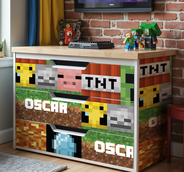 Vinilo para mueble patrón geométrico de juego - TenVinilo