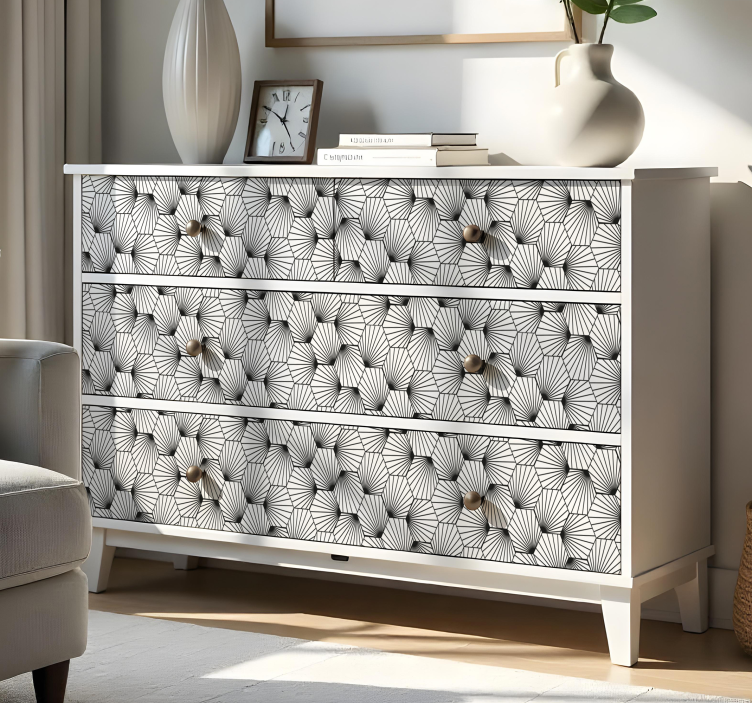 Vinilo para mueble patrón hexagonal con líneas. - TenVinilo