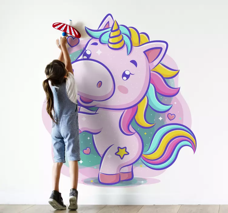 Vinilo infantil unicornio dibujos sonriente - TenVinilo