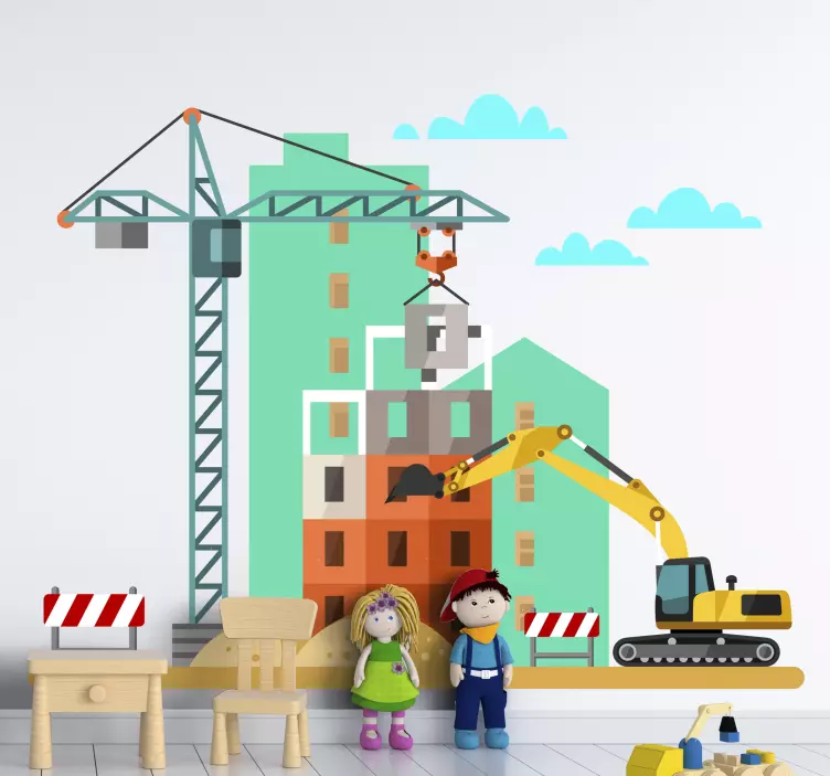 Vinilo infantil construcción de ciudad - TenVinilo