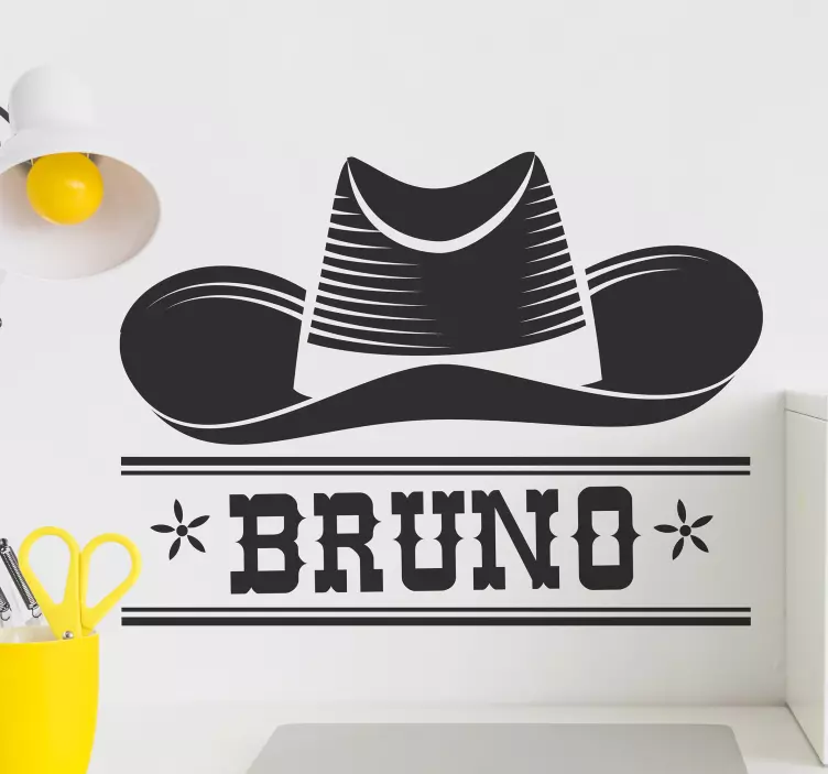 Vinilo infantil sombrero cowboy con nombre - TenVinilo