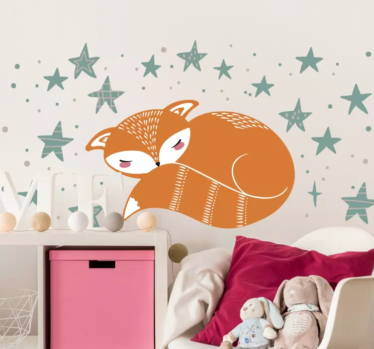 Vinilo infantil zorro nórdico y estrellas - TenVinilo