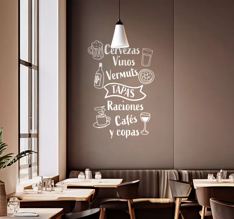 Vinilo pared ¡Bienvenido a nuestro bar! Tenemos una gran selecció - TenVinilo
