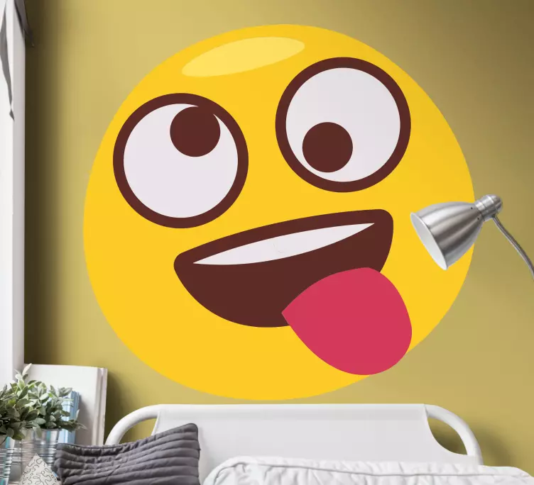 Vinilo pared Emoji que tira de la lengua - TenVinilo
