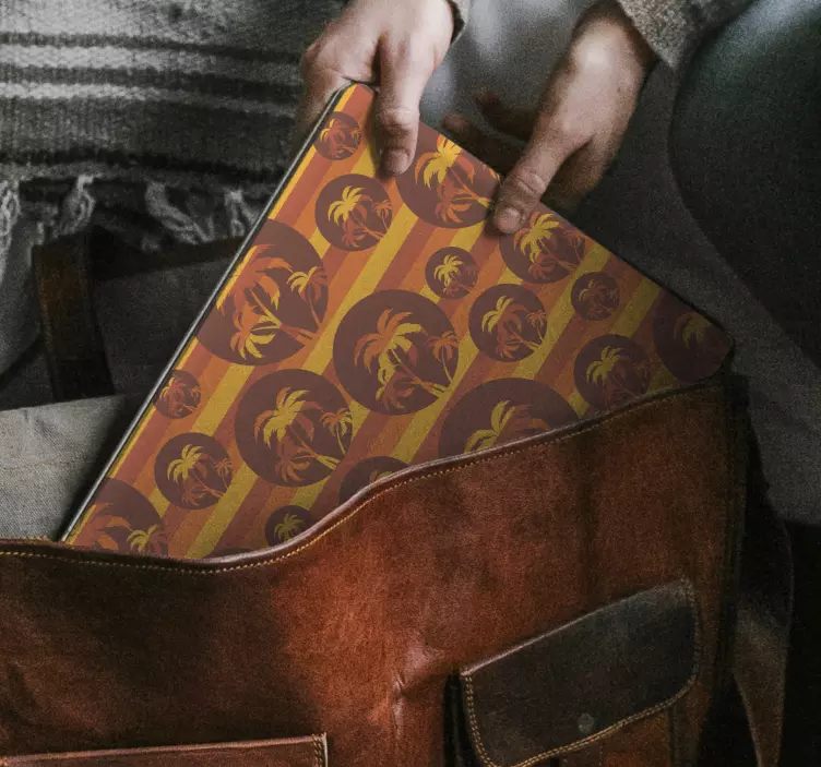 Vinilo para portátil patrón de palmeras tropicales - TenVinilo