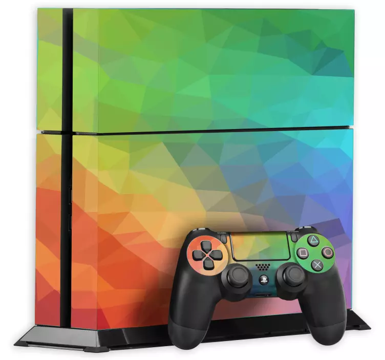 Vinilo para PS4 arcoiris poligonal - TenVinilo
