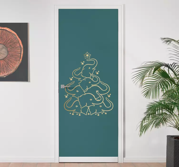 Vinilo navideño Árbol de navidad elefante - TenVinilo