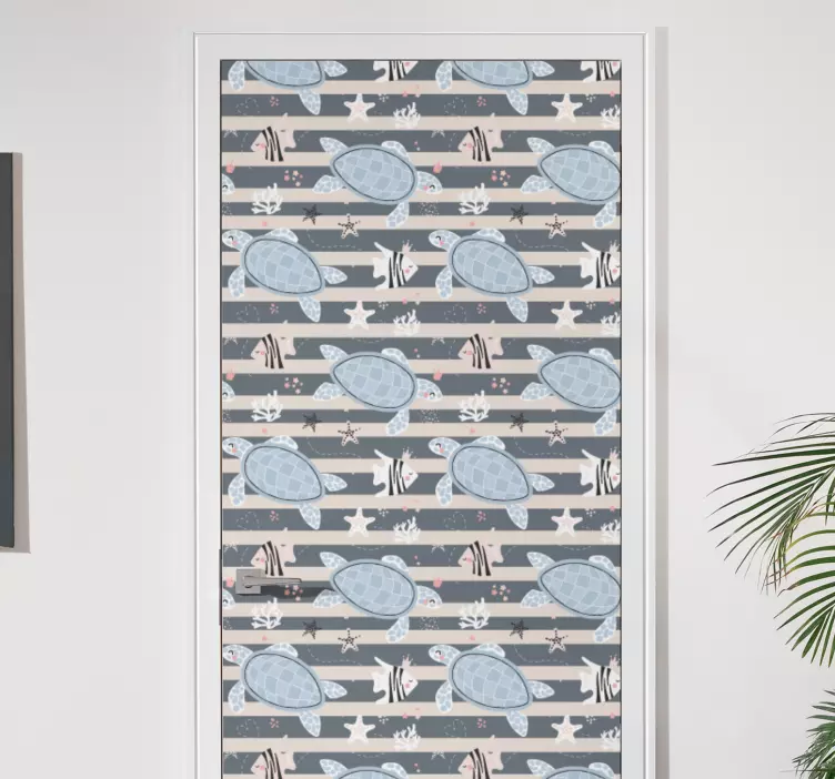 Vinilo para puerta diseño de patrón de tortuga - TenVinilo