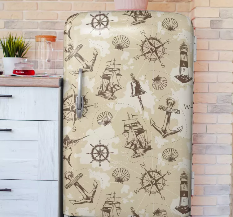Vinilo para neveras patrón marinero - TenVinilo