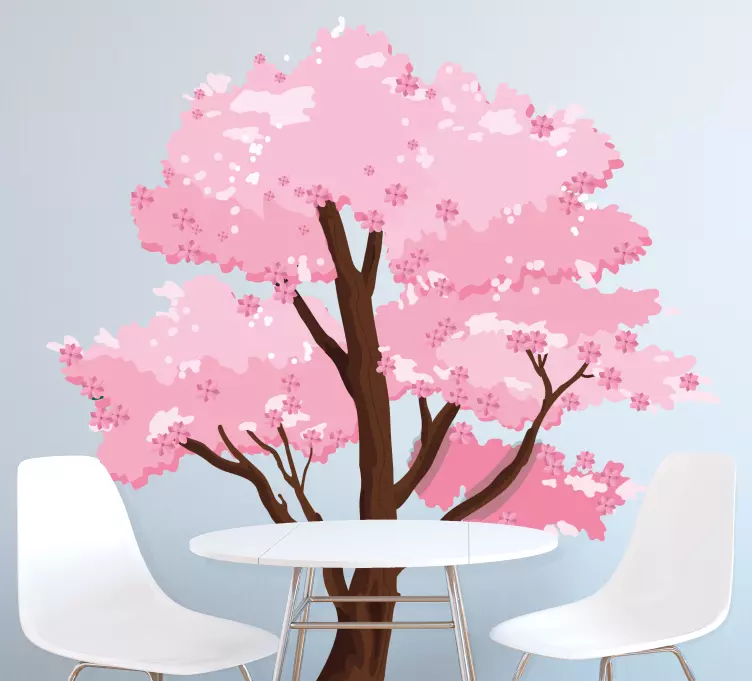 Vinilo para comedor árbol con flores de cerezo - TenVinilo