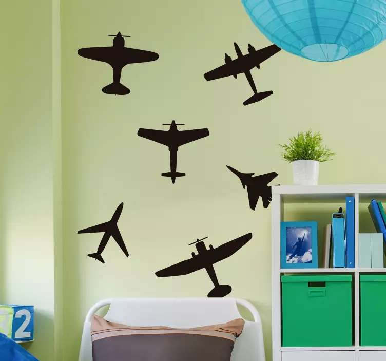 Vinilo infantil de aviones estilo silueta - TenVinilo