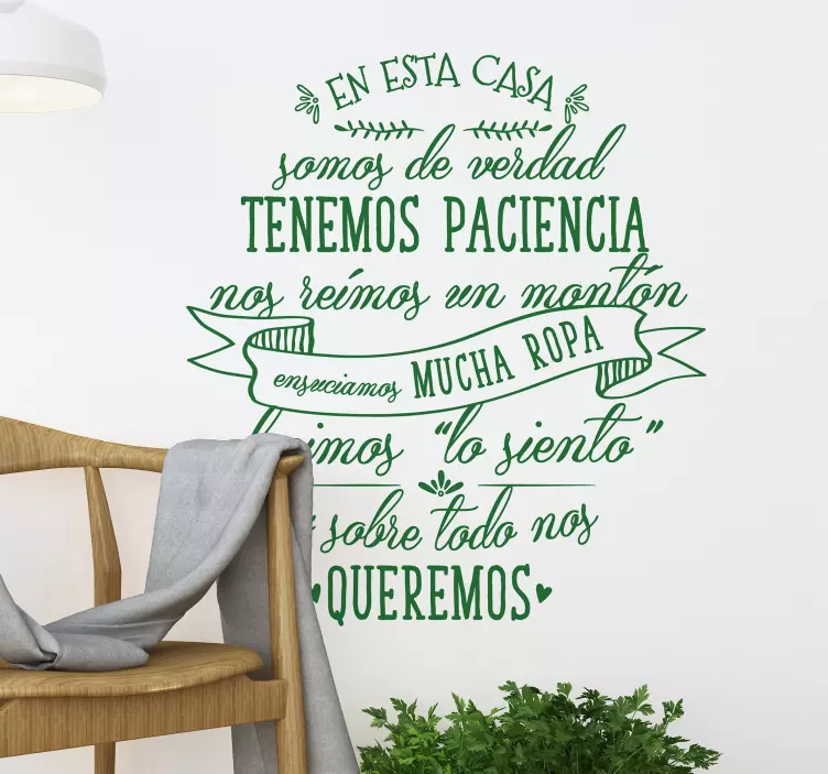 Vinilo pared en esta casa somos - TenVinilo