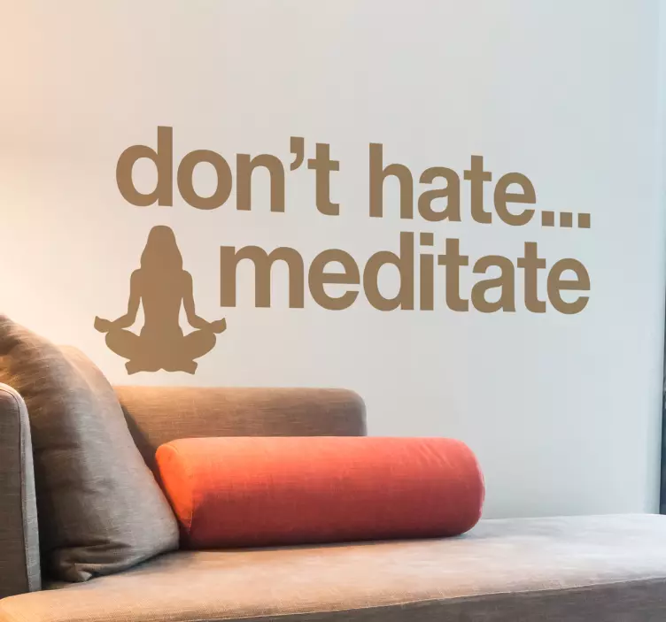 Vinilo pared frases yoga meditate - TenVinilo