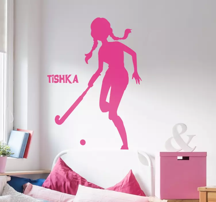 Vinilo pared personalizable jugador de hockey - TenVinilo