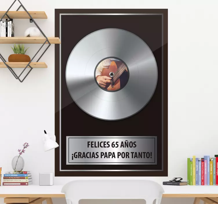 Vinilo pared rock de música platino personalizable - TenVinilo