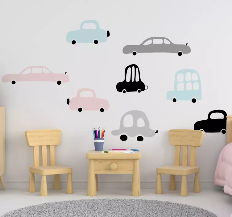 Vinilo pared set coches infantiles - TenVinilo
