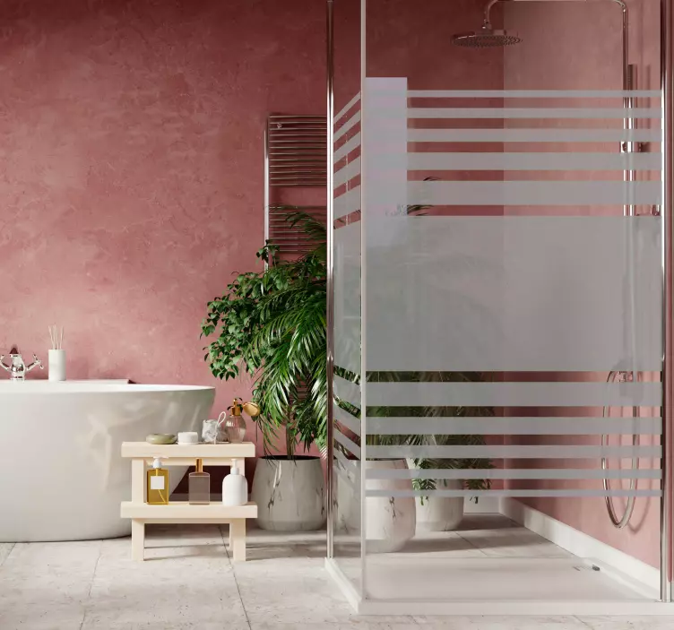 Vinilo trazo Mampara de ducha rayas horizontales - TenVinilo