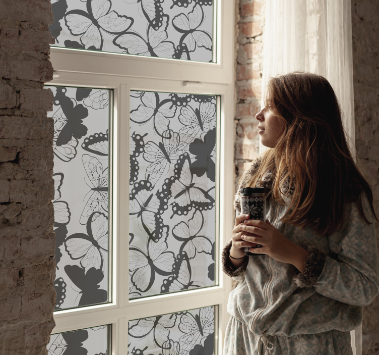Vinilo decorativo de ventana de mariposas - TenVinilo