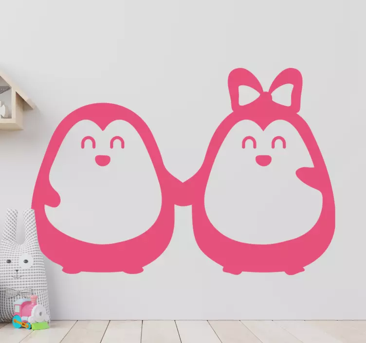 Vinilo pareja de pingüinos adorables - TenVinilo