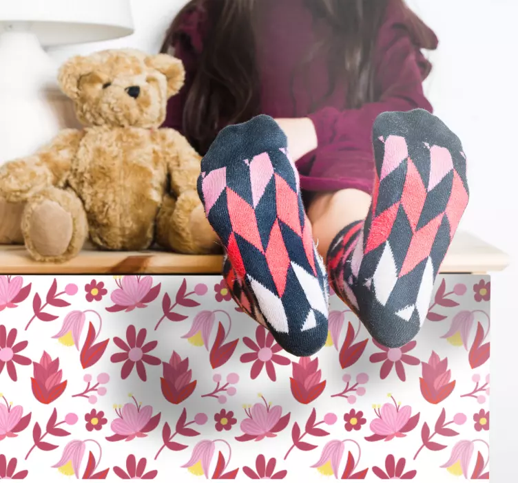 Vinilo para mueble patrón floral rosa - TenVinilo