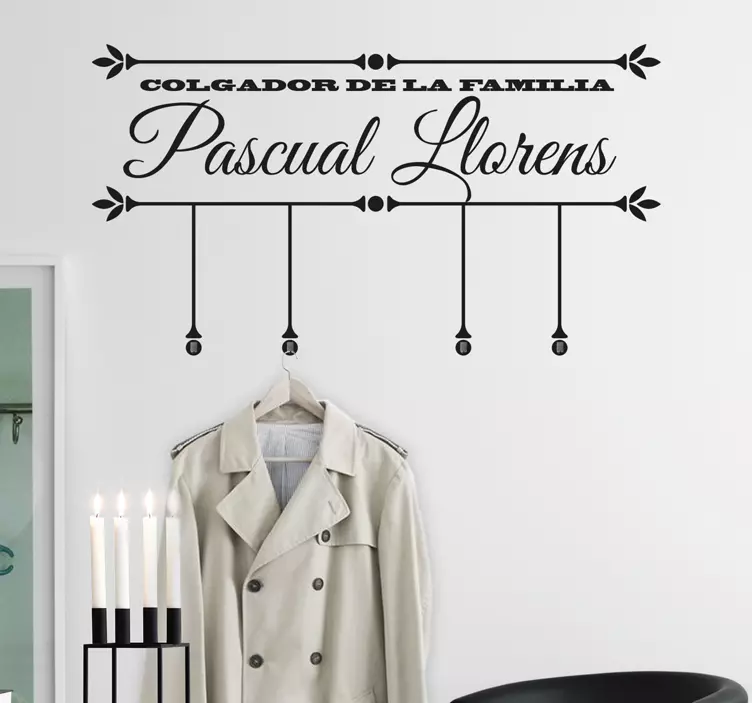 Vinilo para recibidor perchero pared familia personalizable - TenVinilo