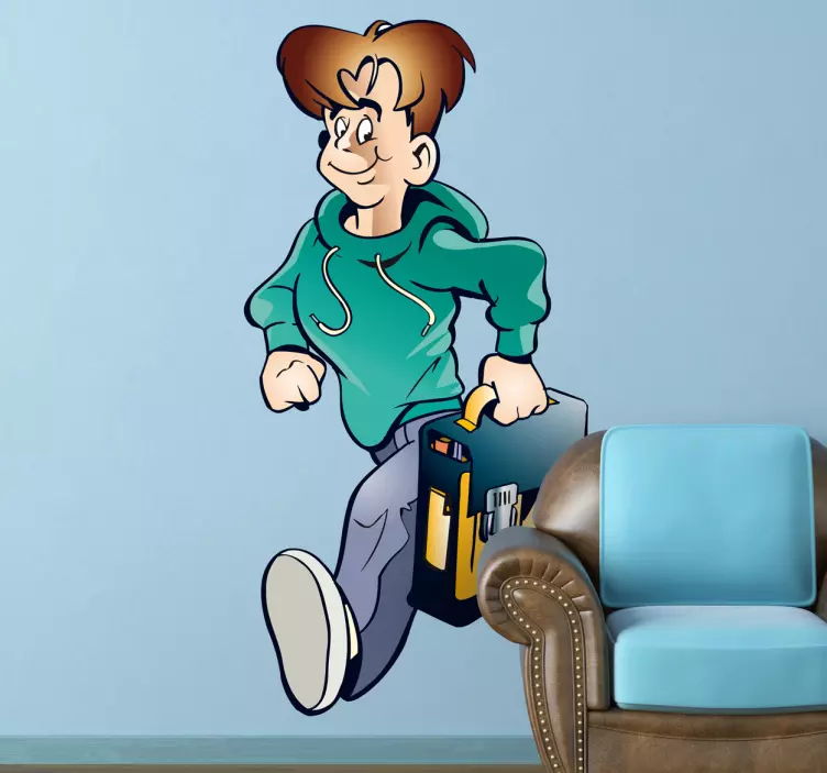 Vinilo personaje de dibujos animados corriendo - TenVinilo