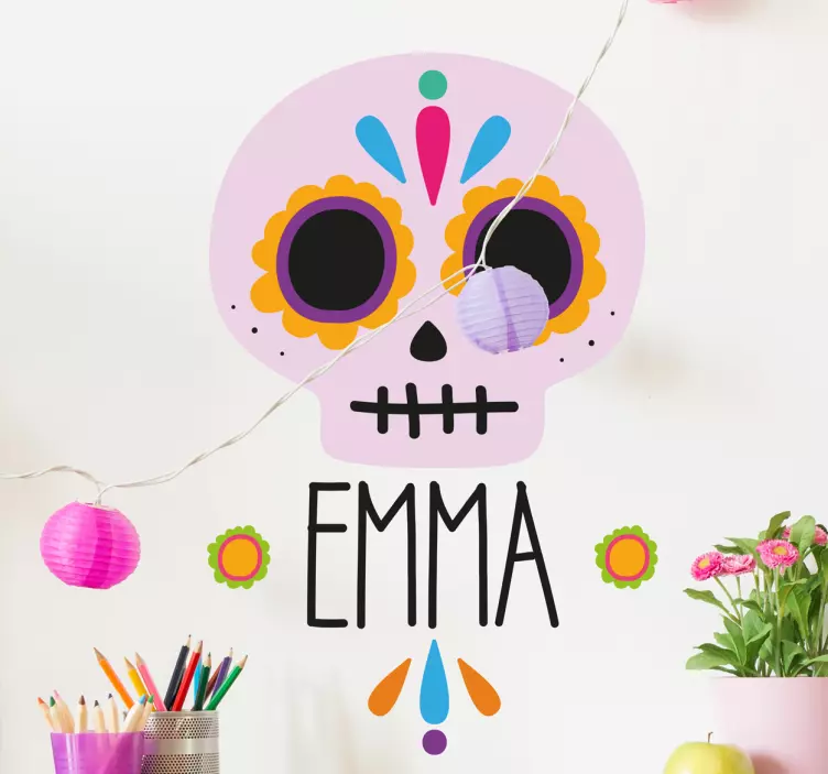 Vinilo personalizable calavera México - TenVinilo