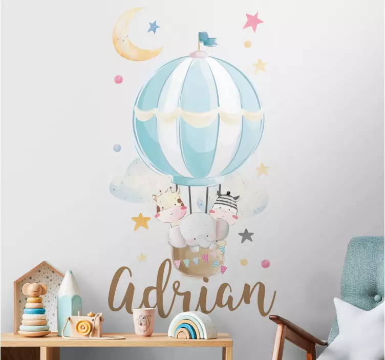Vinilo decorativo personalizable globo de aire caliente con anima - TenVinilo