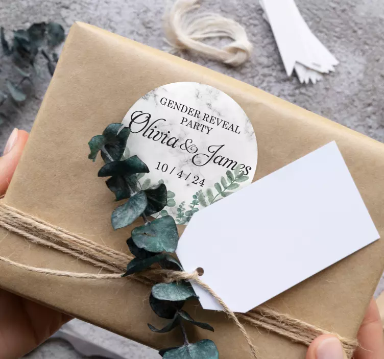 Vinilo personalizable mármol fiesta revelación género - TenVinilo