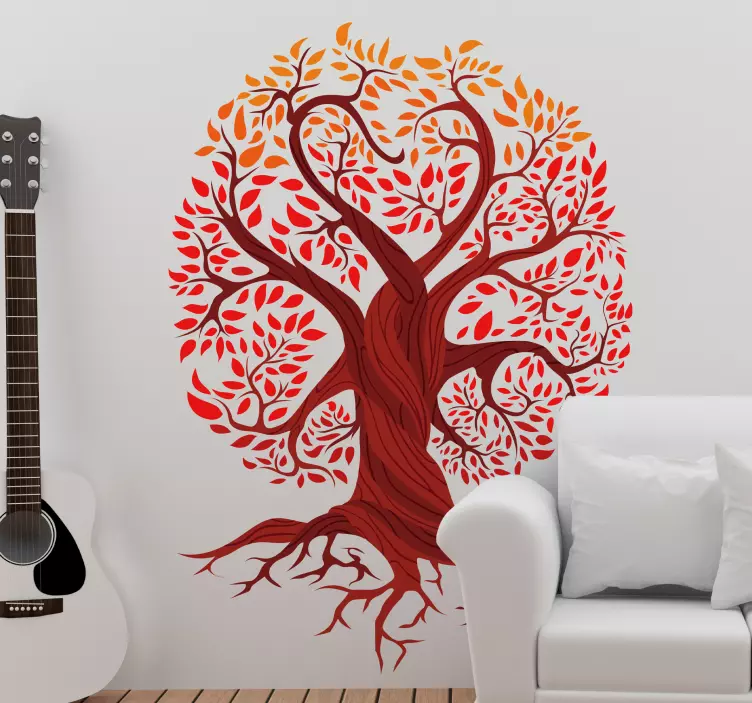 Vinilo para salón diseño de árbol en forma de corazón - TenVinilo