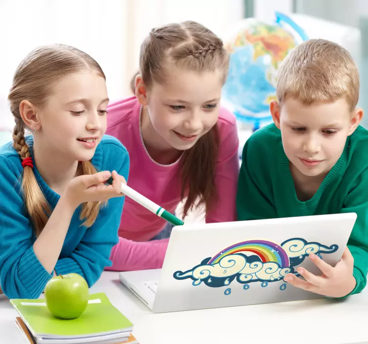 Vinilo portátil nubes arco iris - TenVinilo