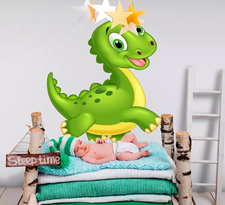 Vinilo para puerta Feliz dinosaurio corriendo - TenVinilo
