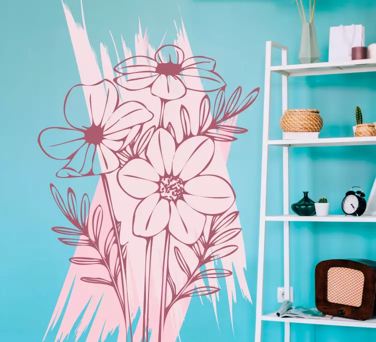 Vinilo para puerta Flores dibujadas con pintura - TenVinilo