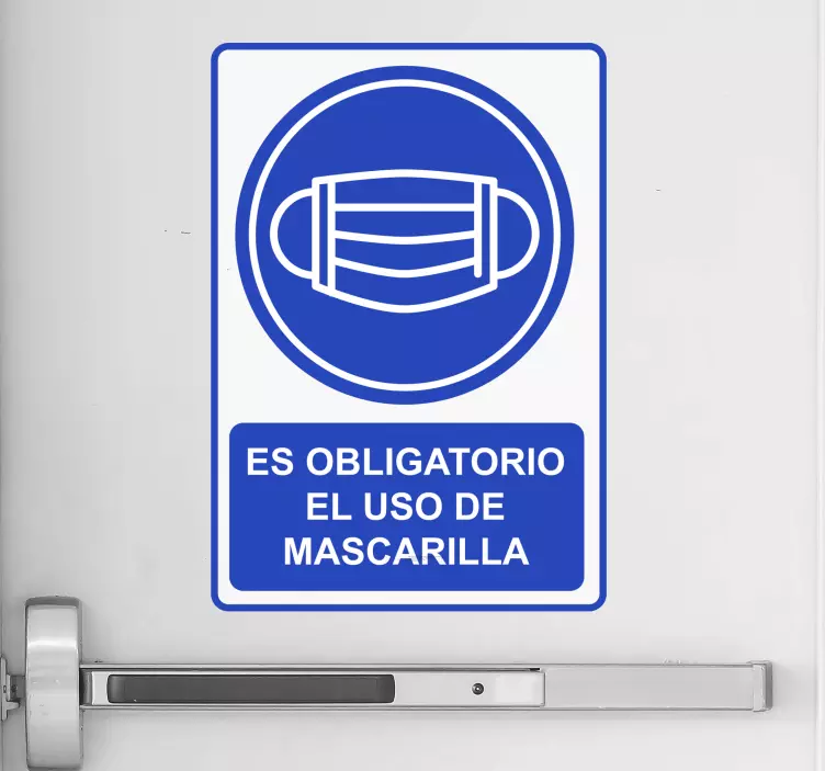 Vinilo para puerta mascarilla obligatorio - TenVinilo