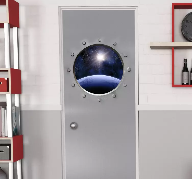 Vinilo para puerta Miras de efecto óptico al universo - TenVinilo