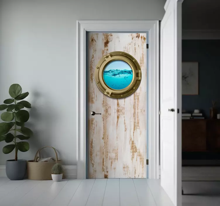 Vinilo para puerta ventana de barco en textura vieja - TenVinilo