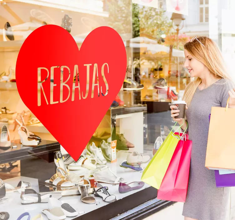 Vinilo rebajas forma de corazón - TenVinilo