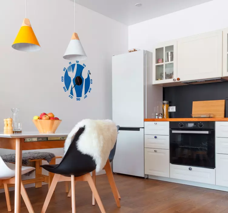 Reloj adhesivo pared cubiertos de cocina - TenVinilo