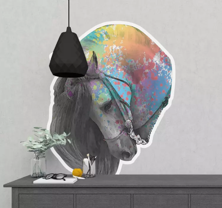 Vinilo retrato de caballo colorido - TenVinilo