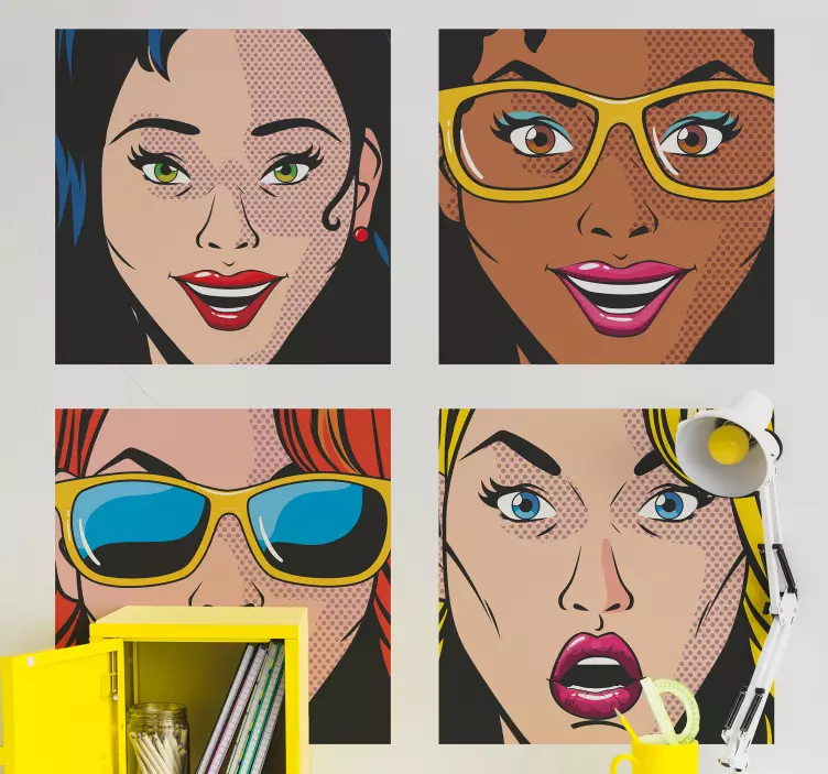 Vinilo vintage collage chicas pop - TenVinilo