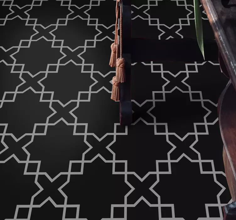 Suelo vinílico blanco y negro estilo marroquí - TenVinilo