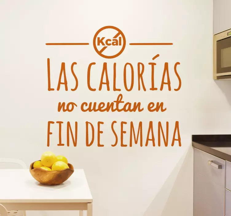 Vinilo texto cocina sobre las calorías - TenVinilo