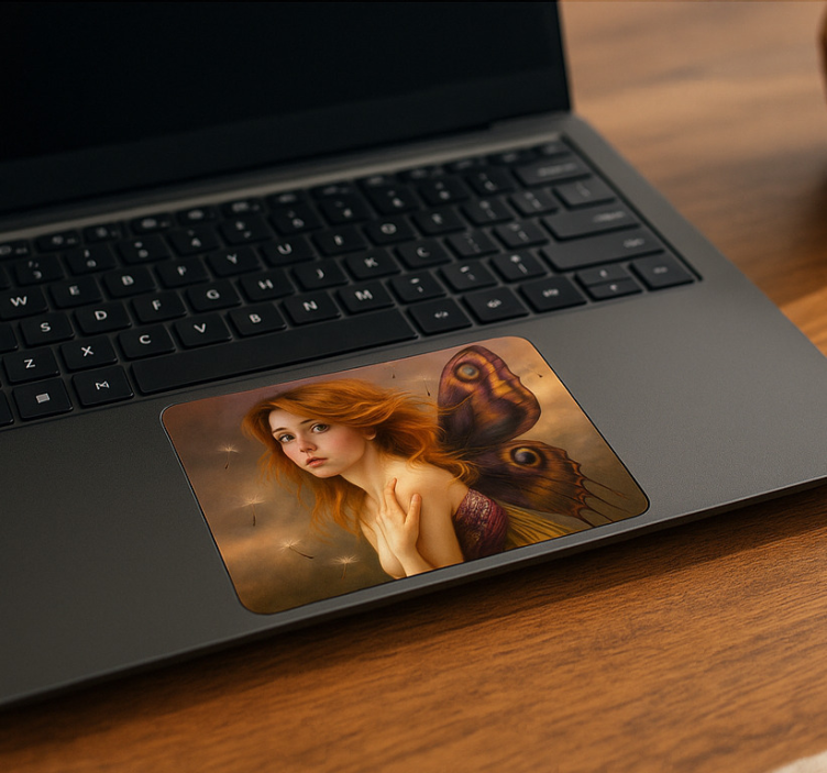 Vinilo touchpad niña con dientes de león flotantes - TenVinilo