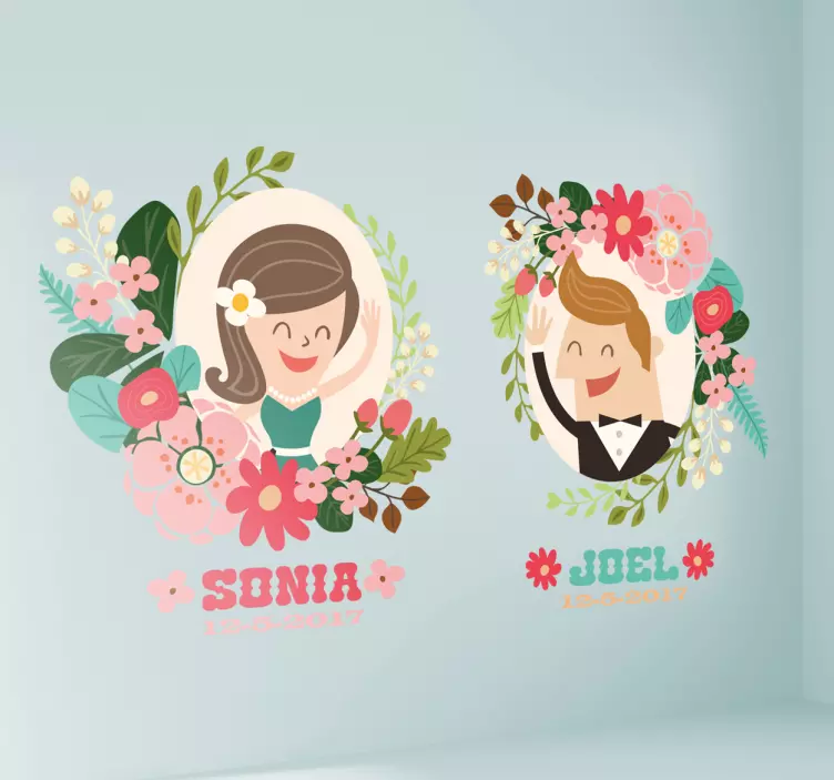 Vinilos personalizables boda dúo cartoon - TenVinilo