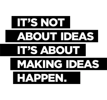 Vinilo pared frase motivadora para oficinas ideas happen - TenVinilo