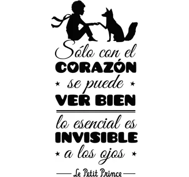Vinilo frase el principito "solo con el corazón" - TenVinilo