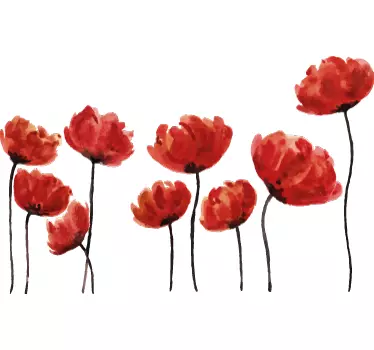 Vinilo para pared flor amapolas acuarela - TenVinilo