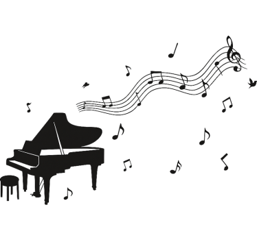 Vinilo para salón piano con notas musicales - TenVinilo