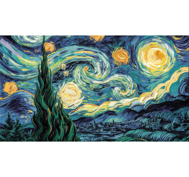 Vinilo para portátil vincent van gogh 'la noche estrellada' - TenVinilo