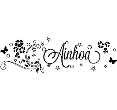 Vinilo infantil pared con nombre floral - TenVinilo